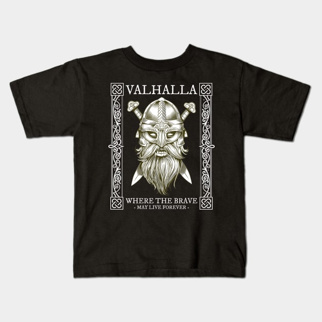 Viking Warrior - Valhalla Kids T-Shirt by BearCaveDesigns